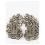 ATI 80112 Vintage Enamel & Rhinestone Dress Clips Pair