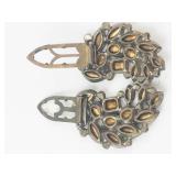 ATI 80112 Vintage Enamel & Rhinestone Dress Clips Pair