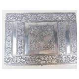 Ornate Silver Tone Elephant Keepsake Box