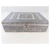 Ornate Silver Tone Elephant Keepsake Box