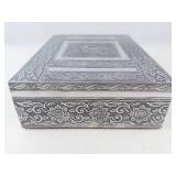 Ornate Silver Tone Elephant Keepsake Box