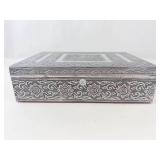 Ornate Silver Tone Elephant Keepsake Box