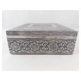 Ornate Silver Tone Elephant Keepsake Box