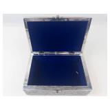 Ornate Peacock Silver Tone Trinket Box