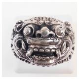 Men's Balinese Barong Sterling Silver Ring Size 10