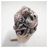 Men's Balinese Barong Sterling Silver Ring Size 10