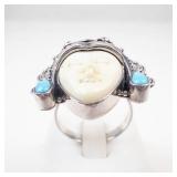 Intricate Sajen Sterling Silver Goddess Face Ring Size 9