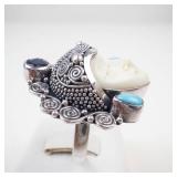 Intricate Sajen Sterling Silver Goddess Face Ring Size 9