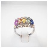 D'Joy Multi-Gemstone Sterling Silver Ring Size 7.25