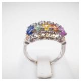 D'Joy Multi-Gemstone Sterling Silver Ring Size 7.25