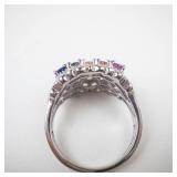D'Joy Multi-Gemstone Sterling Silver Ring Size 7.25