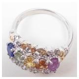 D'Joy Multi-Gemstone Sterling Silver Ring Size 7.25