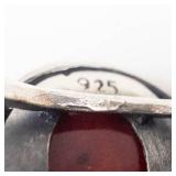 Ornate Coral Sterling Silver Statement Ring Size 8
