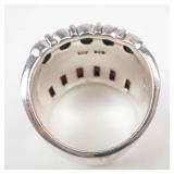 Gorgeous Sterling Silver Turquoise & Coral Ring Size 7.5-7.75