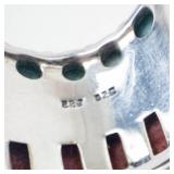 Gorgeous Sterling Silver Turquoise & Coral Ring Size 7.5-7.75
