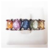 Multigemstone Sterling Silver Ring Size 8