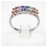 Multigemstone Sterling Silver Ring Size 8