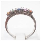 Multigemstone Sterling Silver Ring Size 8