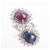 Ruby & Sapphire Sterling Silver Ring Size 9.25