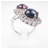 Ruby & Sapphire Sterling Silver Ring Size 9.25