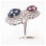 Ruby & Sapphire Sterling Silver Ring Size 9.25