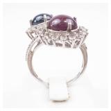 Ruby & Sapphire Sterling Silver Ring Size 9.25