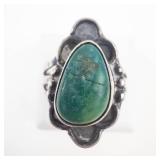 Vintage Sterling Silver Green Turquoise Ring Size 7.5