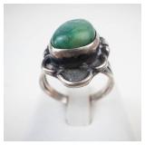 Vintage Sterling Silver Green Turquoise Ring Size 7.5