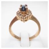 ROMAN Blue & White Gemstone Gold Tone Ring Size 9