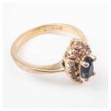 ROMAN Blue & White Gemstone Gold Tone Ring Size 9