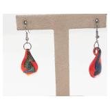 Pair of Silver Tone Teardrop Earrings With Glass Drops