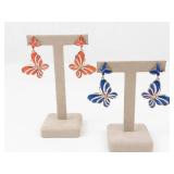 Enamel Butterfly Earrings Set of 2 Pairs