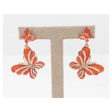 Enamel Butterfly Earrings Set of 2 Pairs