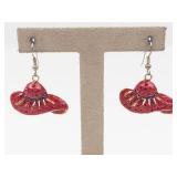Red Crystal Accent Base Metal Dangle Earrings