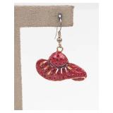 Red Crystal Accent Base Metal Dangle Earrings