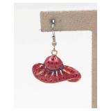 Red Crystal Accent Base Metal Dangle Earrings