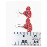 Red Crystal Accent Base Metal Dangle Earrings