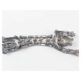 Vintage Articulated Silver Tone Tiger Brooch