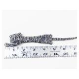 Vintage Articulated Silver Tone Tiger Brooch