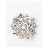 Silver Tone Multi Colored Blue & Green Rhinestone Starburst Brooch
