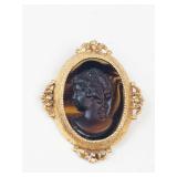 Florenza Left-Facing Cameo Gold-Tone Brooch