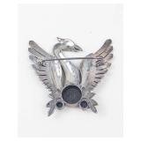 Sterling Silver Marcasite & Onyx Phoenix Brooch Pin