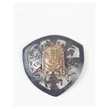 Vintage Aztec Inca Sterling Silver & 18K Pendant Brooch