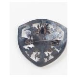 Vintage Aztec Inca Sterling Silver & 18K Pendant Brooch