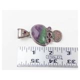 HUGE Sterling Silver Multi-Gemstone Pendant