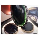 Gorgeous Sterling Silver Deeply Colored Bloodstone Ring Size 4.75 (Very cool, did not photograph well n person in lighting the gemstone is deep forest green with the iron speckles, Absolutely Beautifu