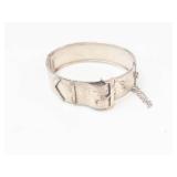 Vintage Silver-Tone Buckle Style Bangle Watch Cuff Bracelet