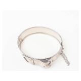 Vintage Silver-Tone Buckle Style Bangle Watch Cuff Bracelet