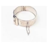 Vintage Silver-Tone Buckle Style Bangle Watch Cuff Bracelet
