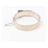 Vintage Silver-Tone Buckle Style Bangle Watch Cuff Bracelet